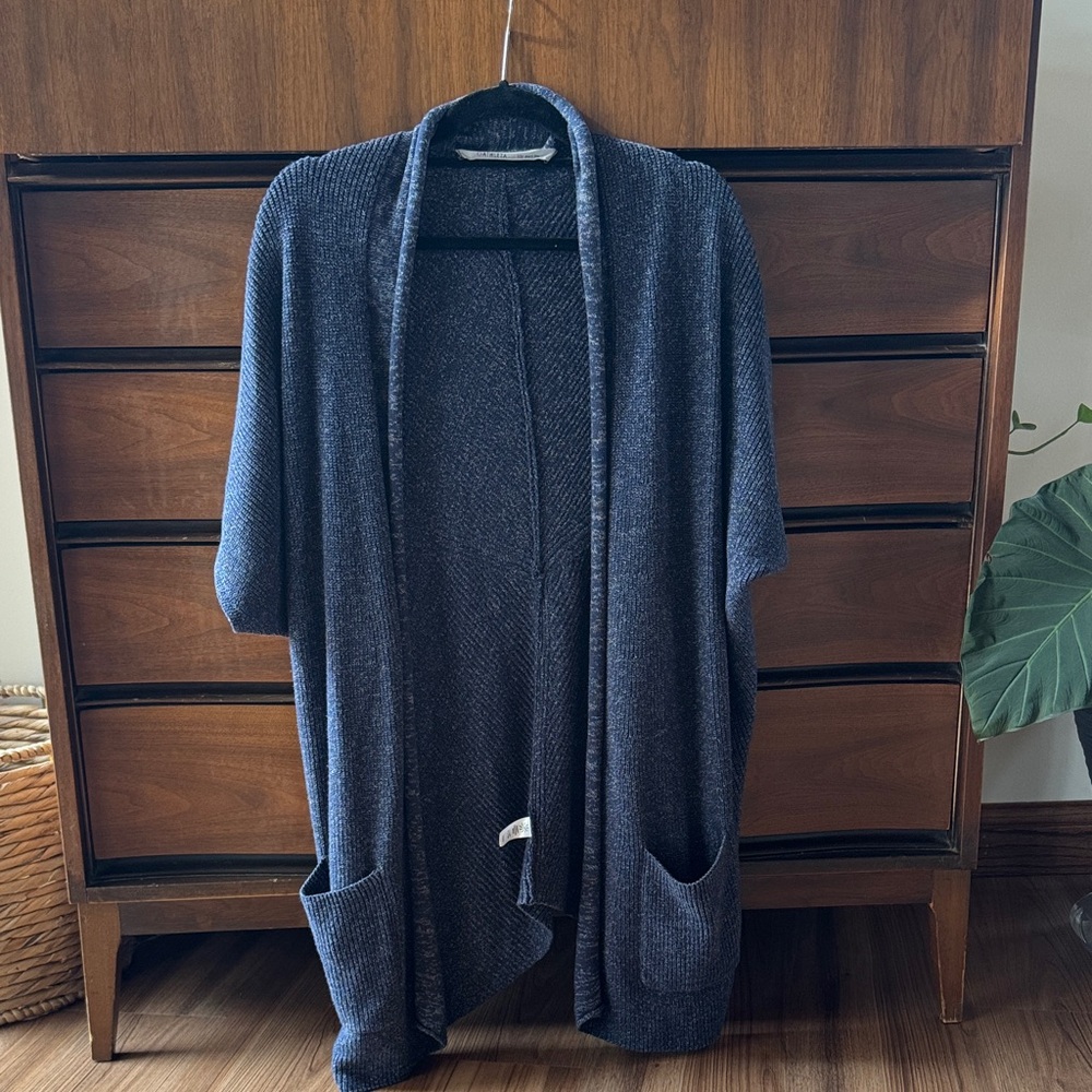 Athleta Heathered Blue Knit Cardigan